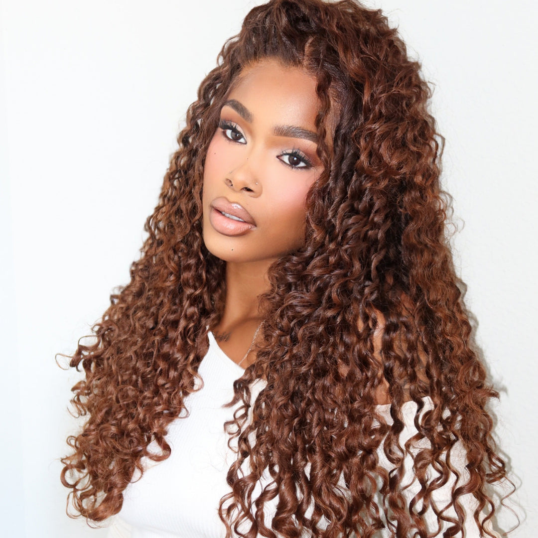 Raw LAO Lush Curly hair extensions custom curled while maintaining the natural curly texture and movement